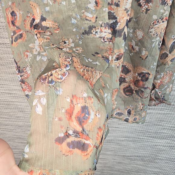 Davi & Dani Kimono Womens 1XL Floral Sheer Lightweight Boho Cover Up Layering - Picture 7 of 9
